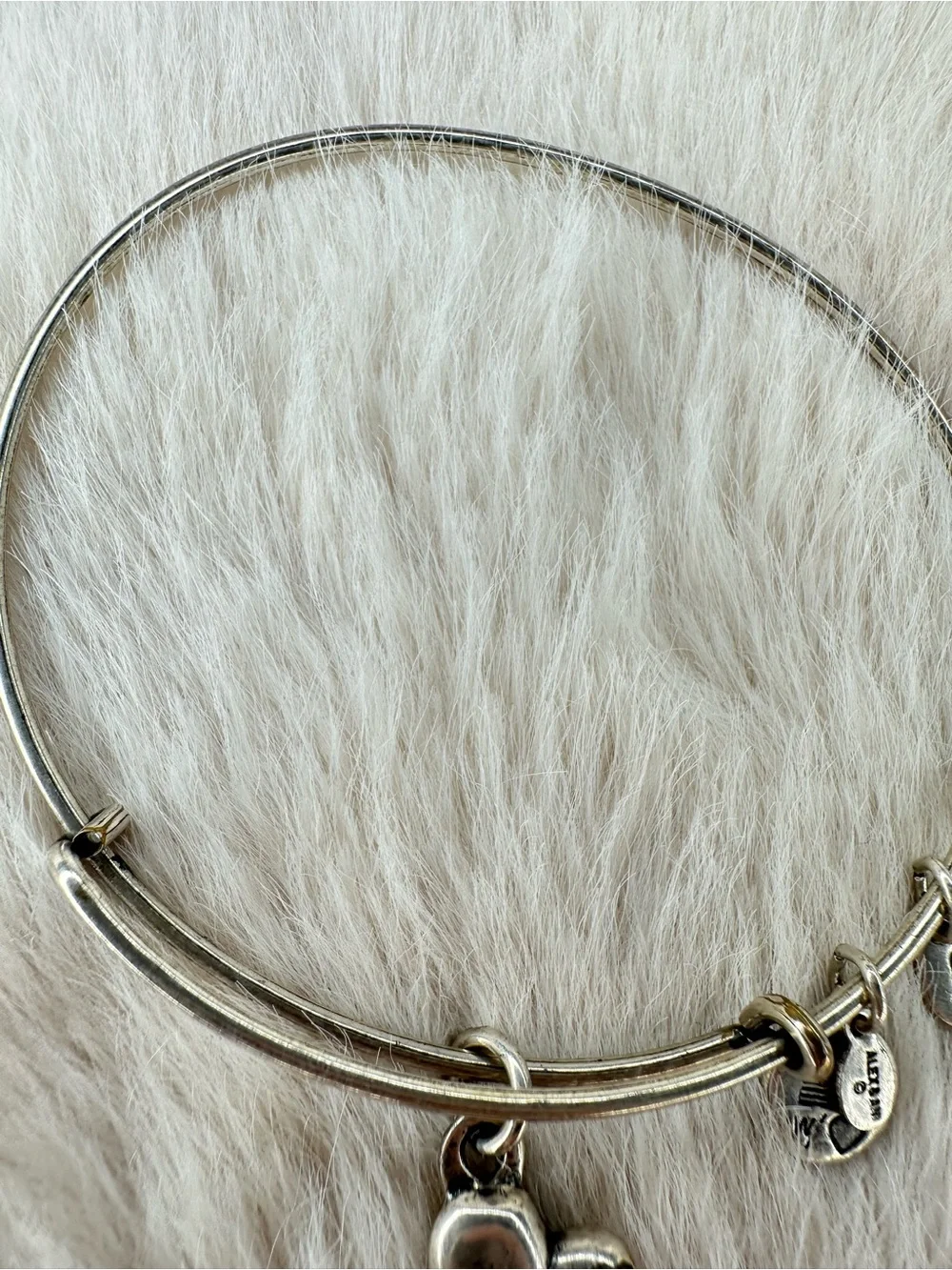Alex & Ani Silver Heart 3 stud Charm  Bracelet - Picture 5 of 16